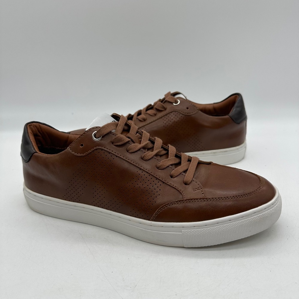 Steve Madden Mens Size 9.5 Cognac Sammit Perforated Leather Fashion Sneakers